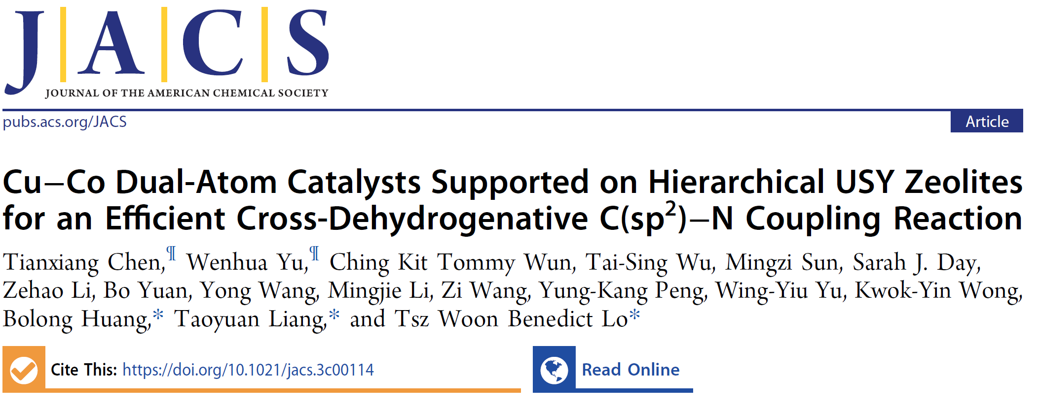 公司梁桃源助理教授团队与香港理工大学在“负载型双原子催化剂的合成、表征与应用”方面的合作研究取得新进展